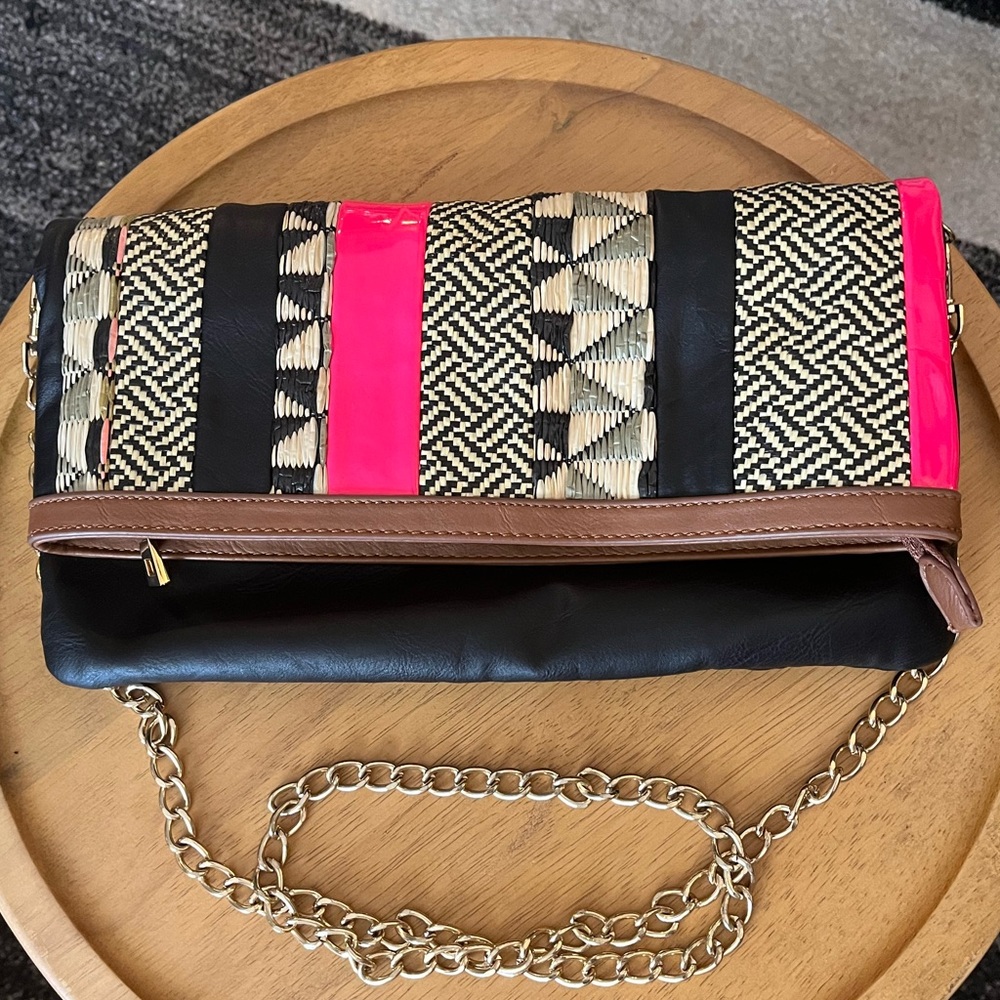 ALDO multi-material/color fold over clutch